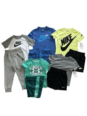 Nike Under Armour 5 Outfit Bundle Boys 4/4T Athletic Sets Shirt Shorts NWT